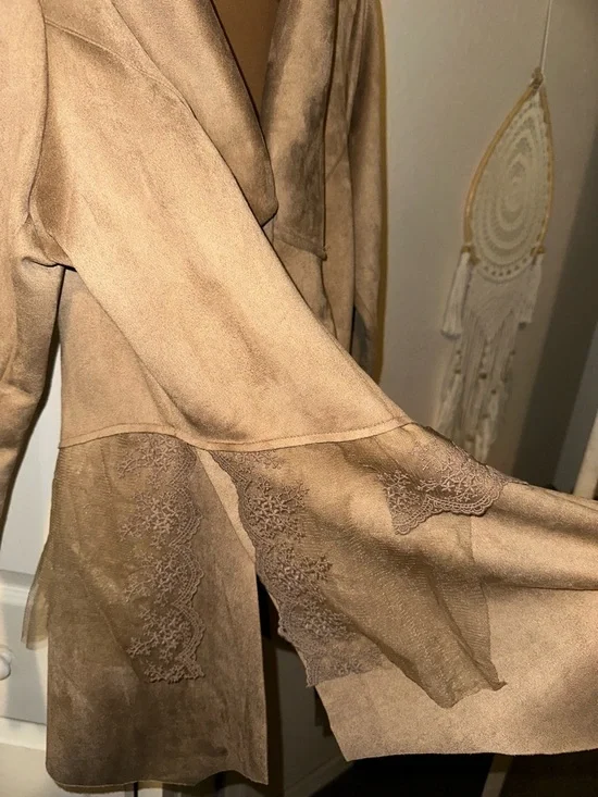 VENUS Brown Suede-Style Button Front Jacket - Picture 5 of 7